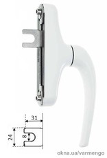 Ручка для алюминиевого окна белая, штифт 1х31 мм